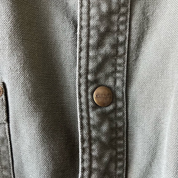 Vintage Carhartt Flannel-Lined Green Shirt Jacket - Picture 7 of 11